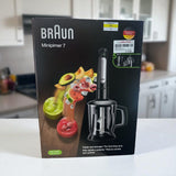 Braun MultiQuick 7 Hand Blender MQ7o45 Aperitif, Variable Speed Control, Anti Splash, Includes 4 Attachments; 350 ml Chopper, 1.25 Litre Blender, Whisk and BPA-Free Plastic Beaker - Black [Energy Class A]