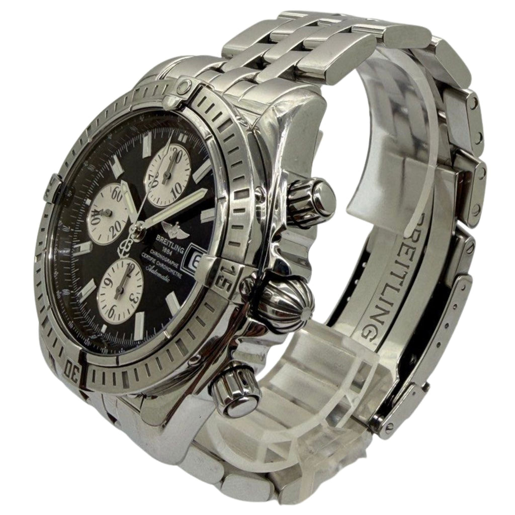 Breitling Chronomat Evolution 44mm Automatic Chronograph Black Dial Watch A13356 “Full Set”