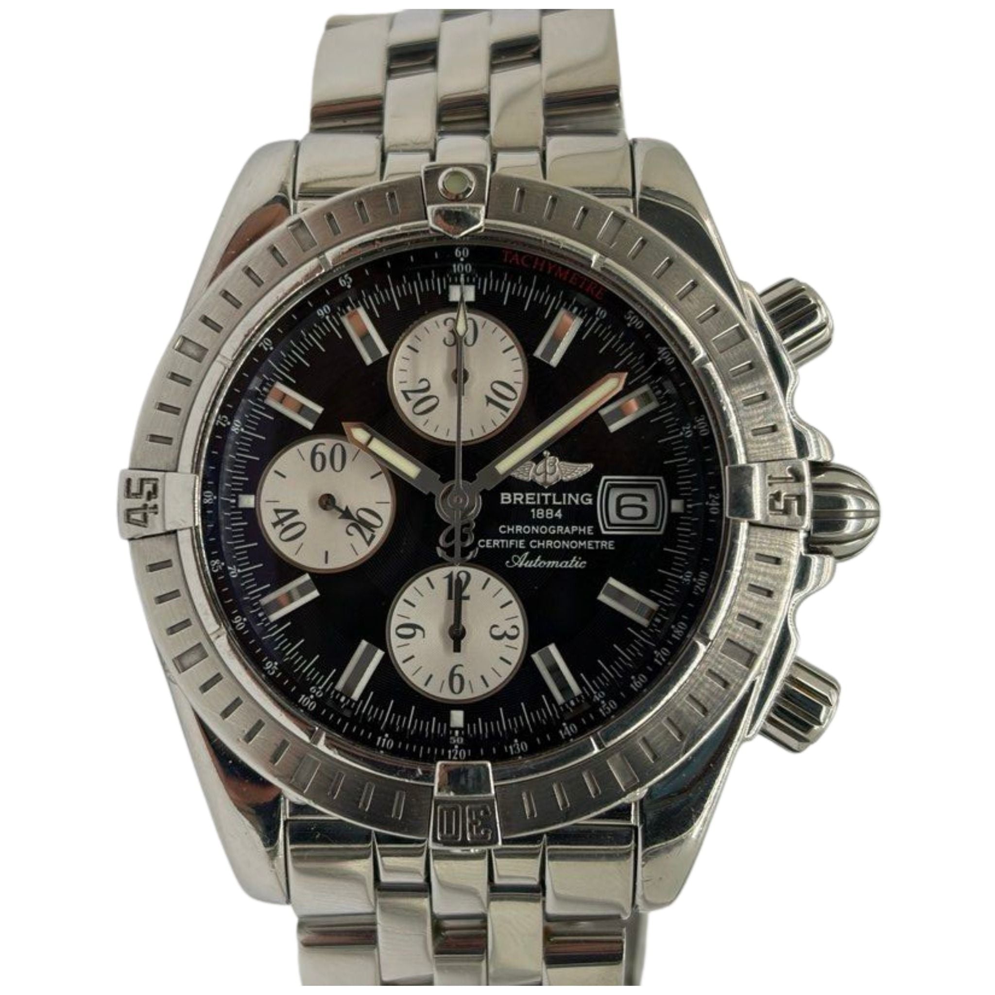 Breitling Chronomat Evolution 44mm Automatic Chronograph Black Dial Watch A13356 “Full Set”