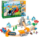 BRIO 33972 Action Tunnel Travel Set - Kids Creative Building Toys and Wooden Toy Train Sets and Wooden Tracks FSC 100% Sustainable | Smart-Tech Sound Tech Toy Full Set
