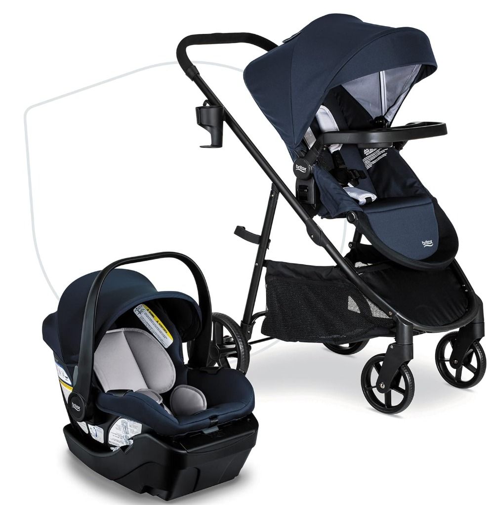 Britax Willow Brook Baby Travel System Infant Car Seat And Stroller Combo With Aspen Base Navy Glacier