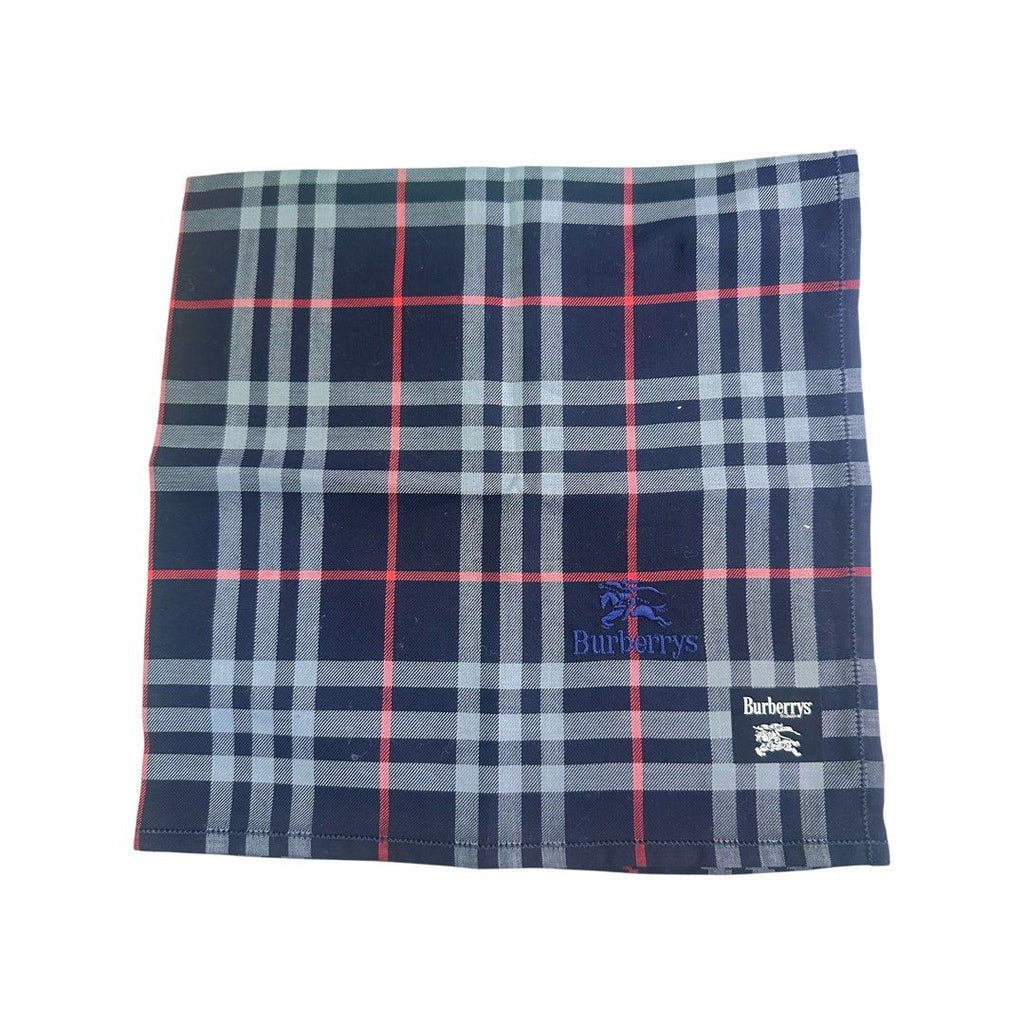 Burberry Handkerchief Navy Blue And Gray Nova Check Pattern