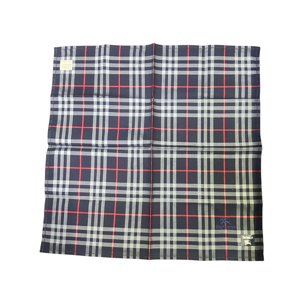 Burberry Handkerchief Navy Blue And Gray Nova Check Pattern