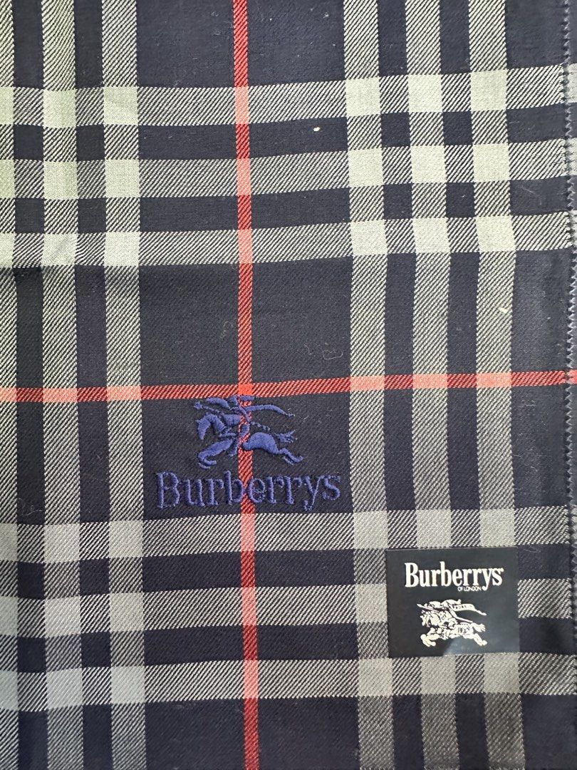 Burberry Handkerchief Navy Blue And Gray Nova Check Pattern