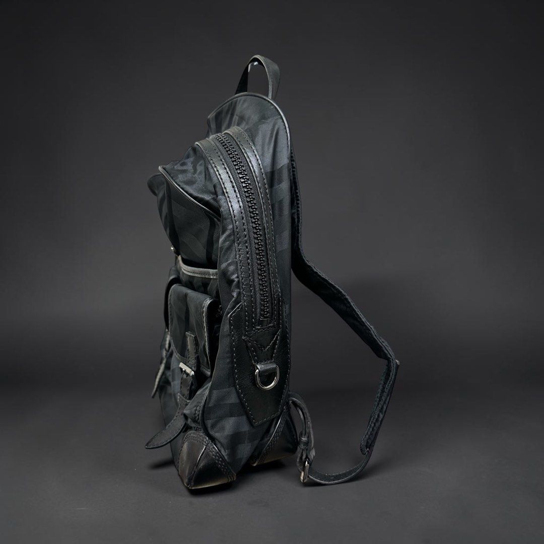 Burberry Nylon Check Backpack with black leather trim Secondary image