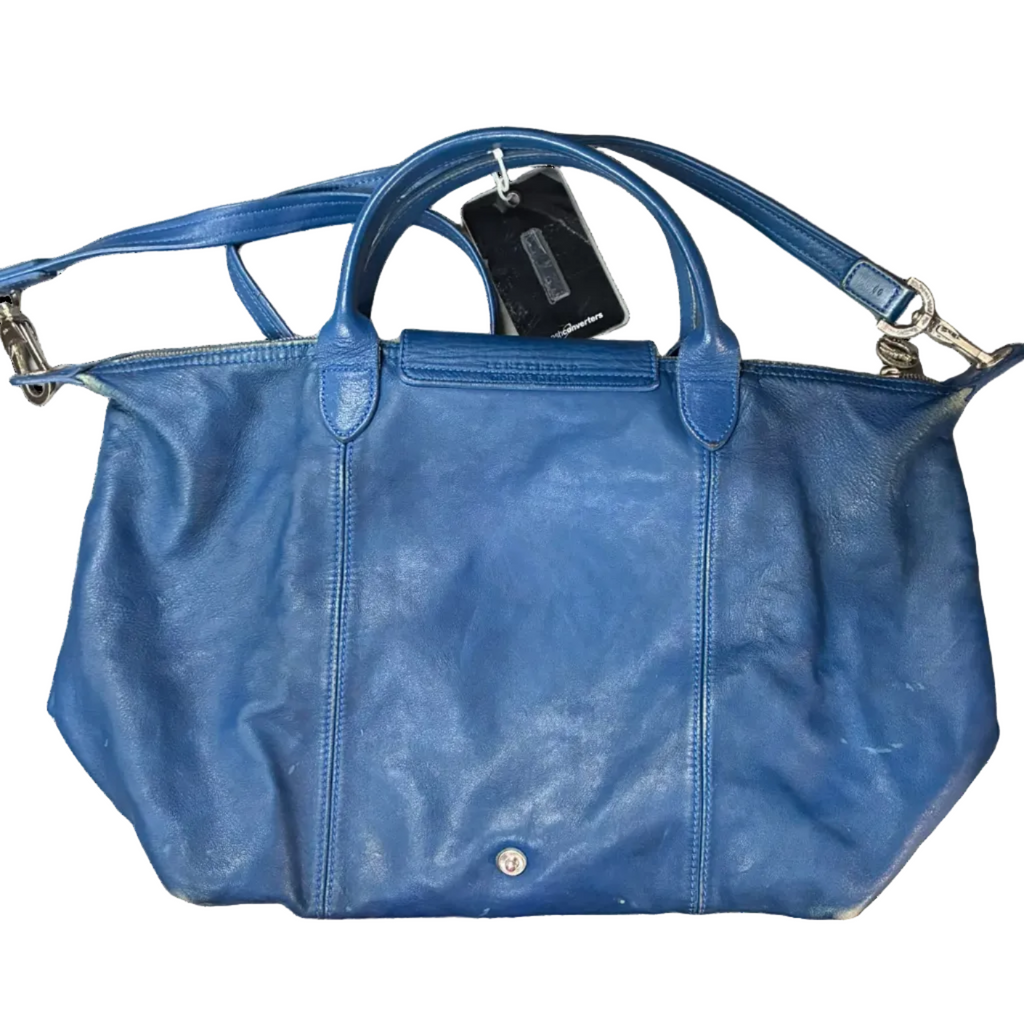Longchamp Le Pliage Cuir Tote Blue