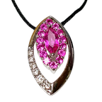 750 White Gold  Marquise Pink Sapphire And Diamond Pendant 2.6GM