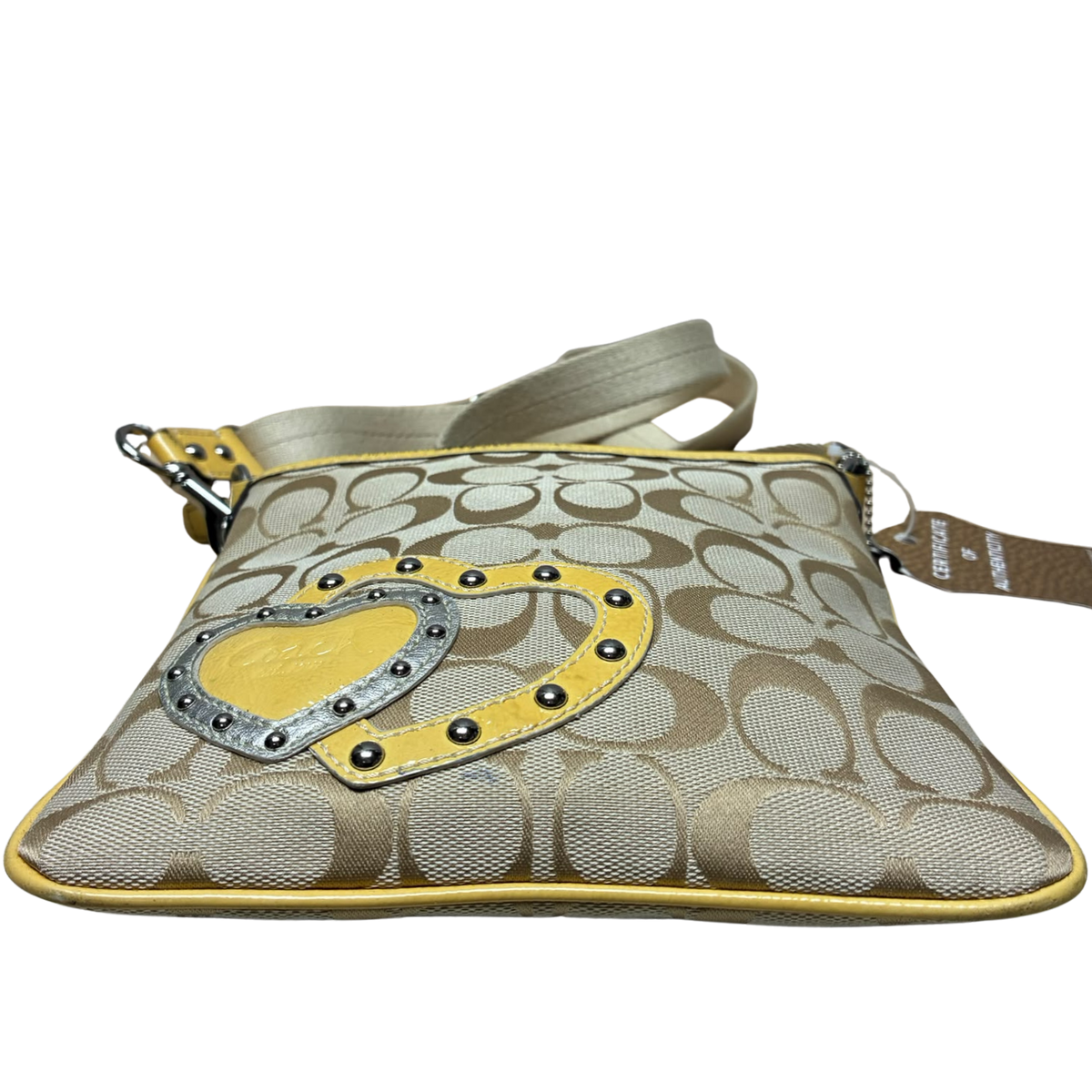 Coach Signature Studded Applique Heart Swingpack
