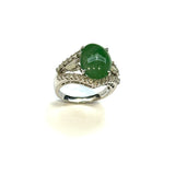 18KWG Jade "A" & Diamond Ring