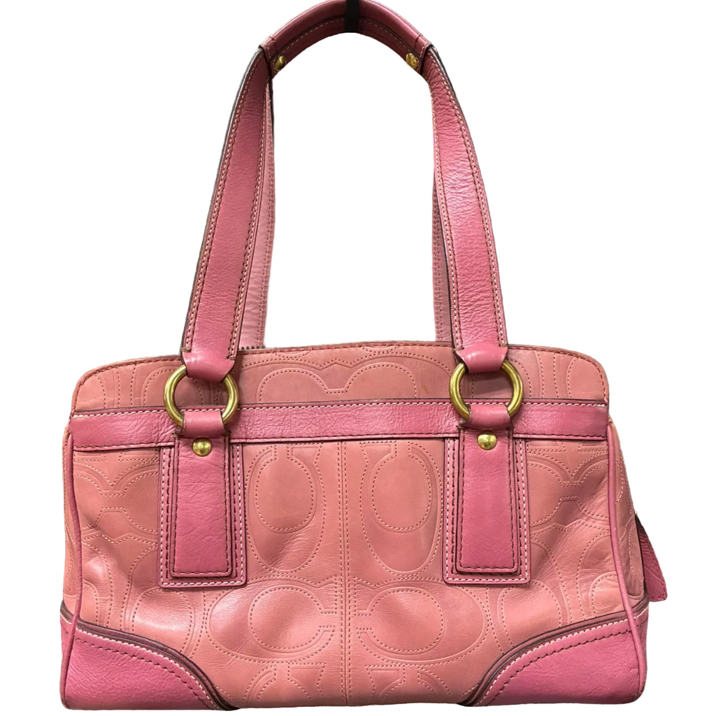 Coach 12290 Hamptons Signature Embossed Turnlock Satchel Bag