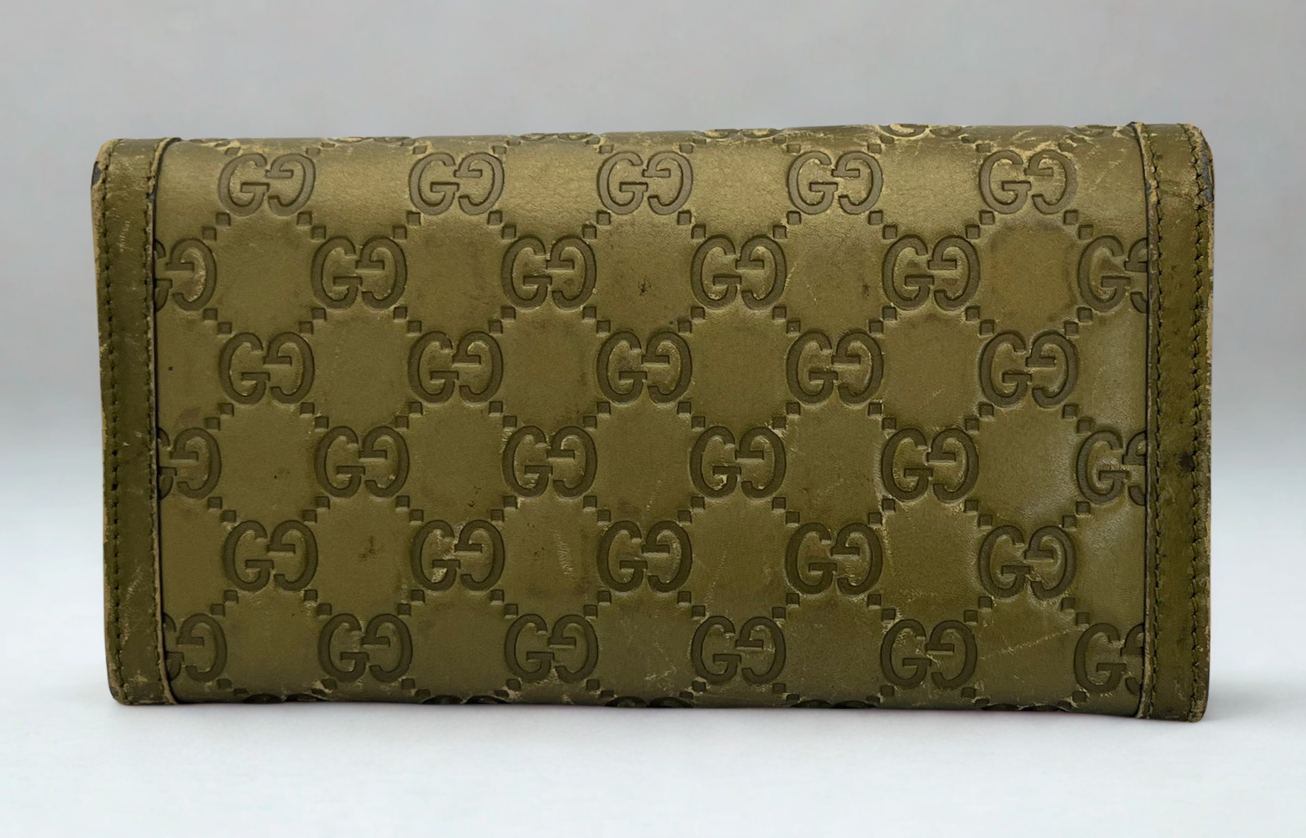 Gucci Olive Green Guccissima Leather Sukey Continental Wallet 282434 Secondary image