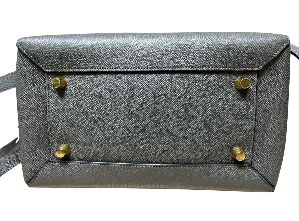 Celine Micro Belt Bag Grey Grained Calfskin Leather