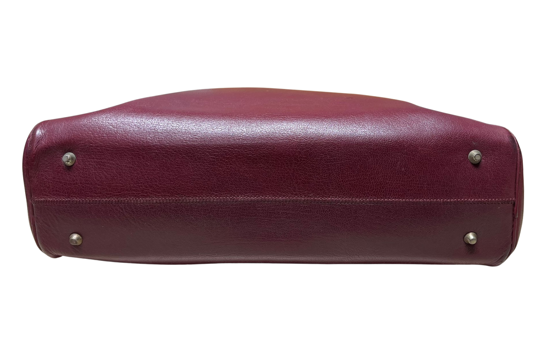 Vintage Christian Dior Bowling Style Leather Handbag Burgundy