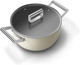 Smeg CKFC2411CRM Non-Stick Casserole with Lid, 24cm, Cream