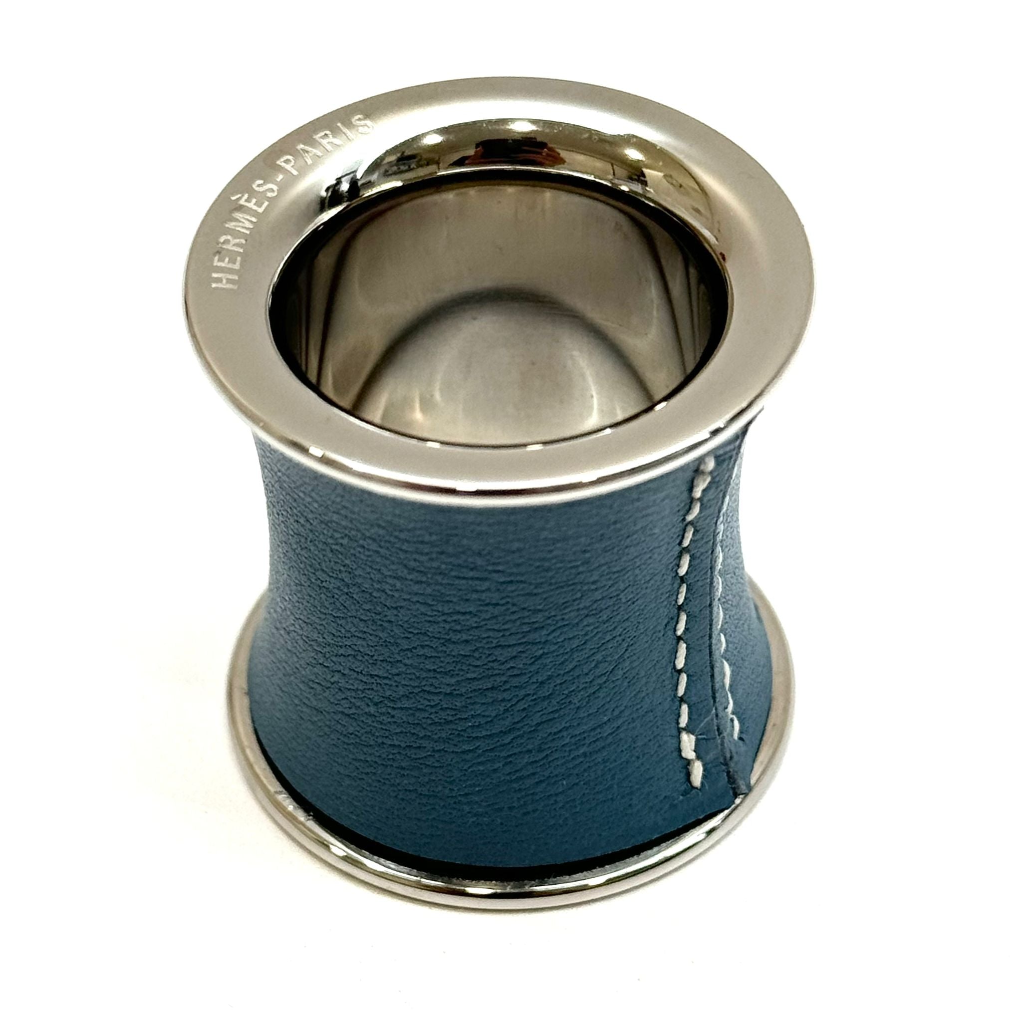 Hermes Blue Leather Scarf Ring Secondary image
