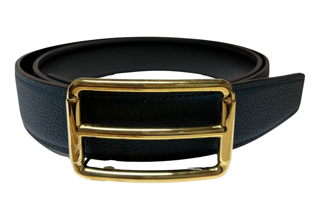 Hermes Reversible Leather Belt Blue