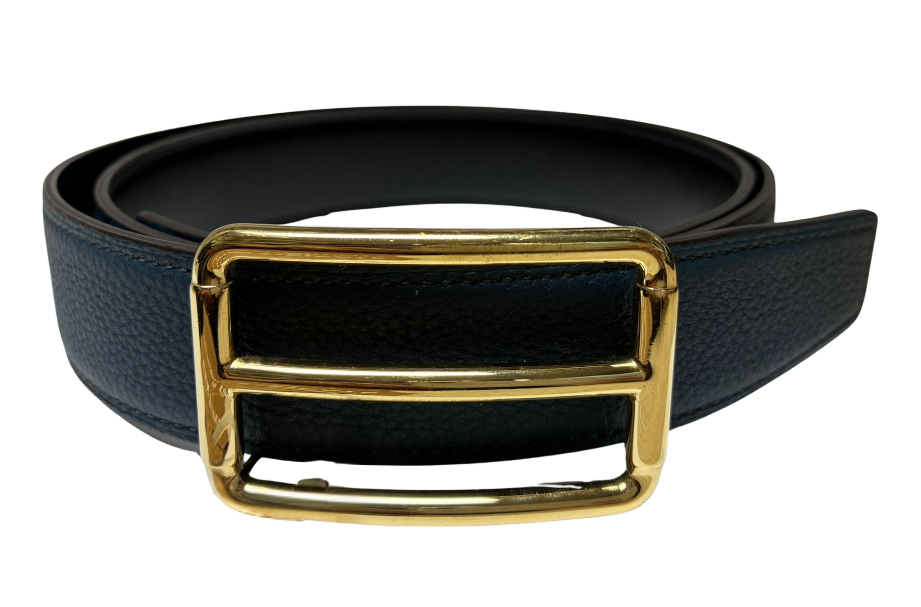 Hermes Reversible Leather Belt Blue