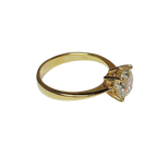 18K Yellow Gold Ladys Round Brilliant Cut Diamond Ring