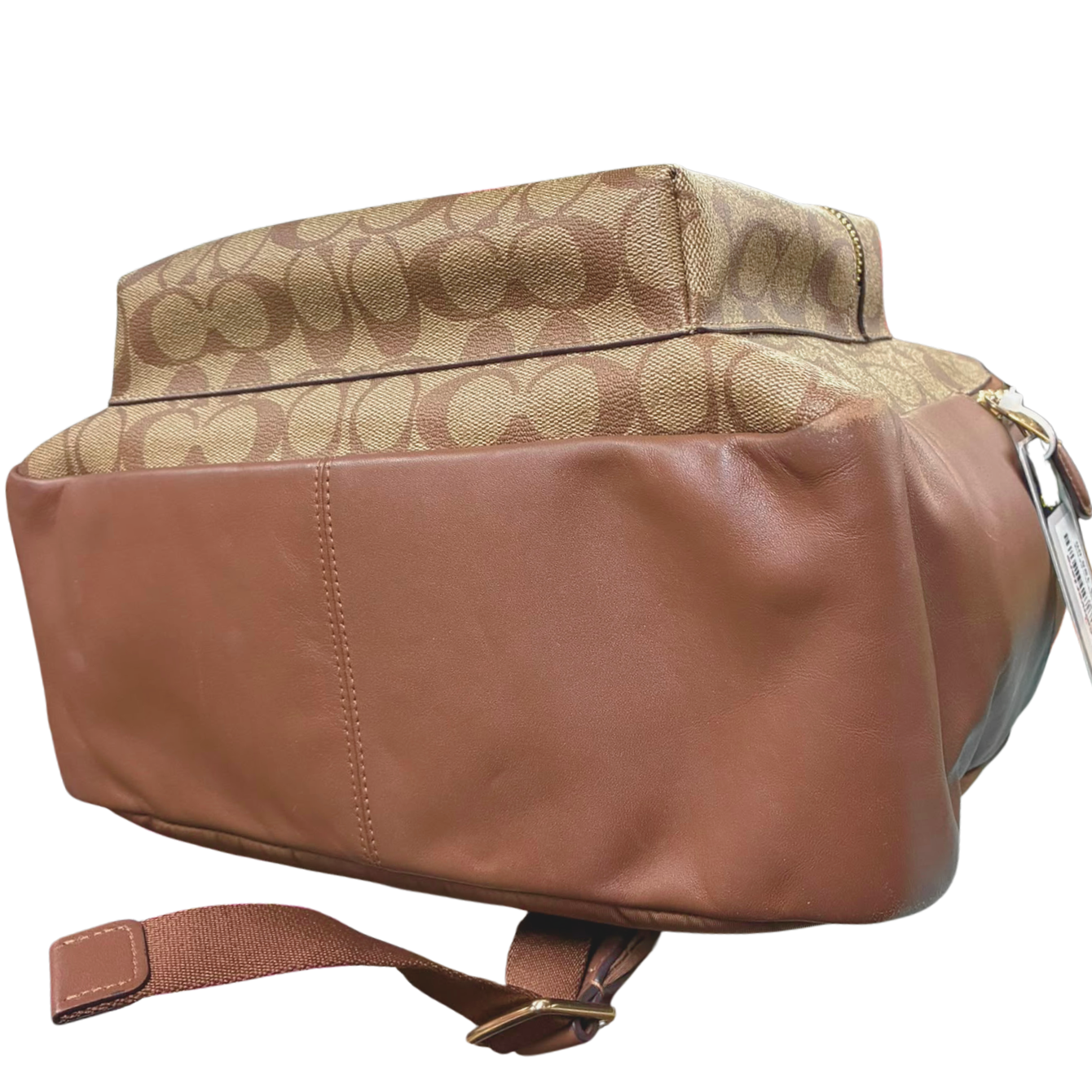 Coach F58314 Large Charlie Backpack Signature Coated Canvas Khaki Saddle Brown