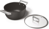 Smeg CKFC2411BLM Non-Stick Casserole with Lid, 24cm, Black