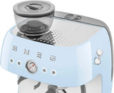 Smeg EGF03PBUK Espresso Coffee Machine with Grinder Pastel Blue Handle Rusty