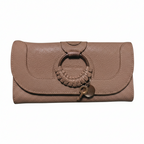 See By Chloe Hana Long Wallet Pebbled Leather Signature Braided O Ring And Dangling Key Charms