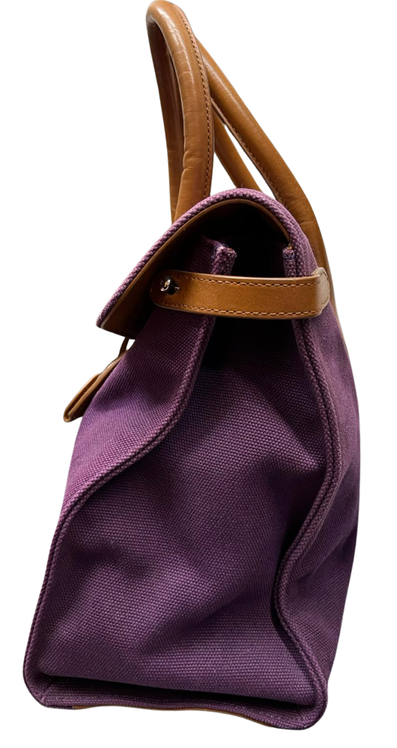 Ralph Lauren Ricky Bag Purple Canvas And Leather