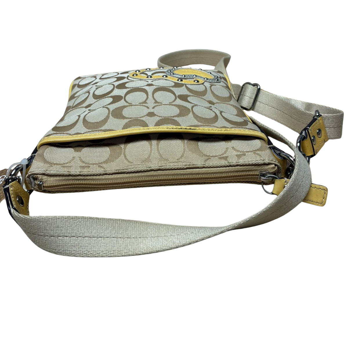 Coach Signature Studded Applique Heart Swingpack