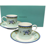 Tiffany Morning Glory Cup & Saucer Set of 2 with box