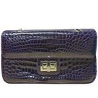 Purple Crocodile Skin Leather Shoulder Bag