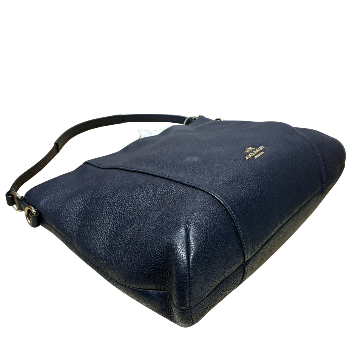 Coach 35809 East/West Isabelle Pebbled Leather Hobo Bag Navy Blue