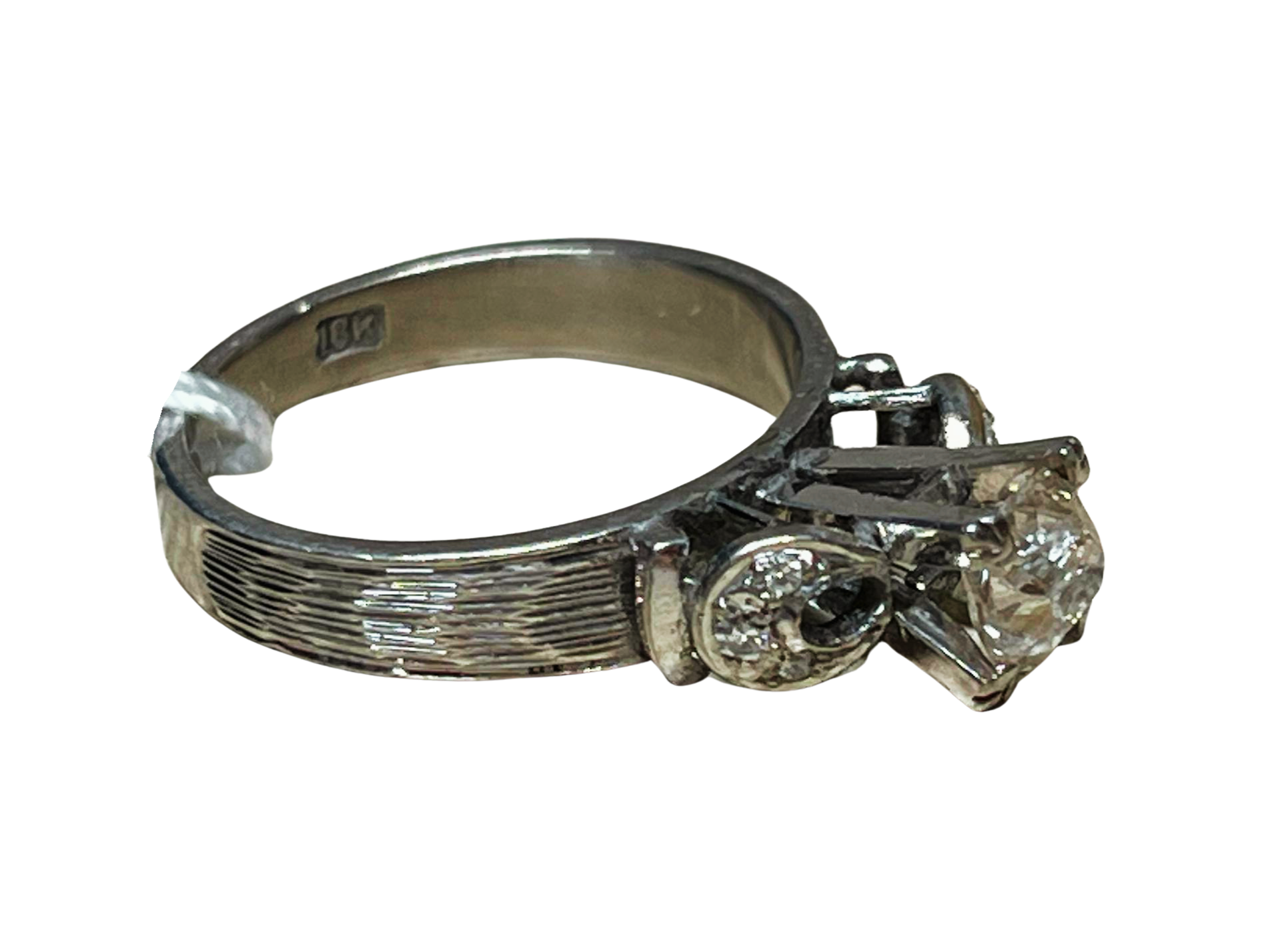 750WG Diamond Ring Four Prong Setting 3.7G