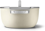 Smeg CKFC2411CRM Non-Stick Casserole with Lid, 24cm, Cream