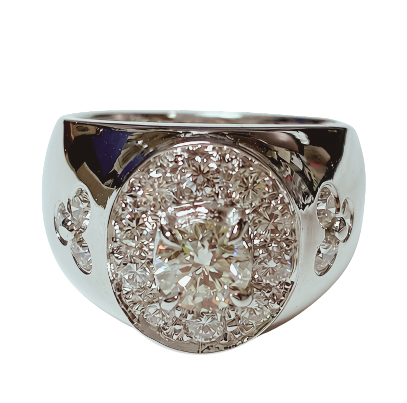 750WG Mens Diamond Ring 0.72CTS 16.4GM