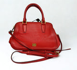 MCM Red Pebbled Leather 2 Way Satchel Shoulder Bag