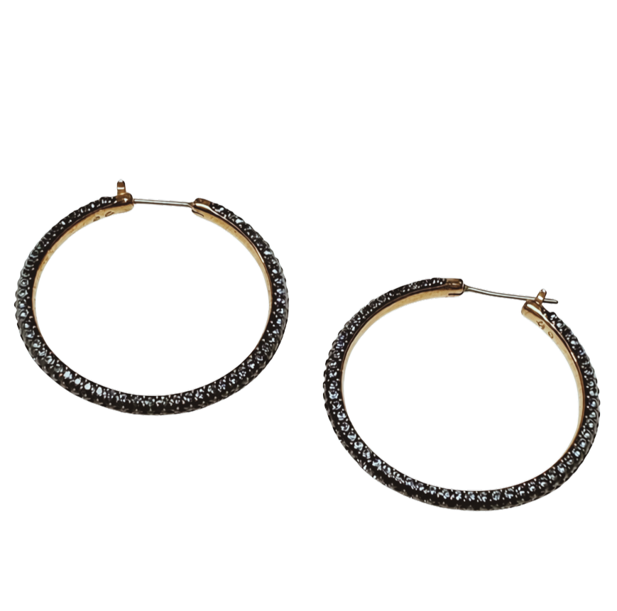 Swarovski Stone Hoop Blue Rose Gold Earrings