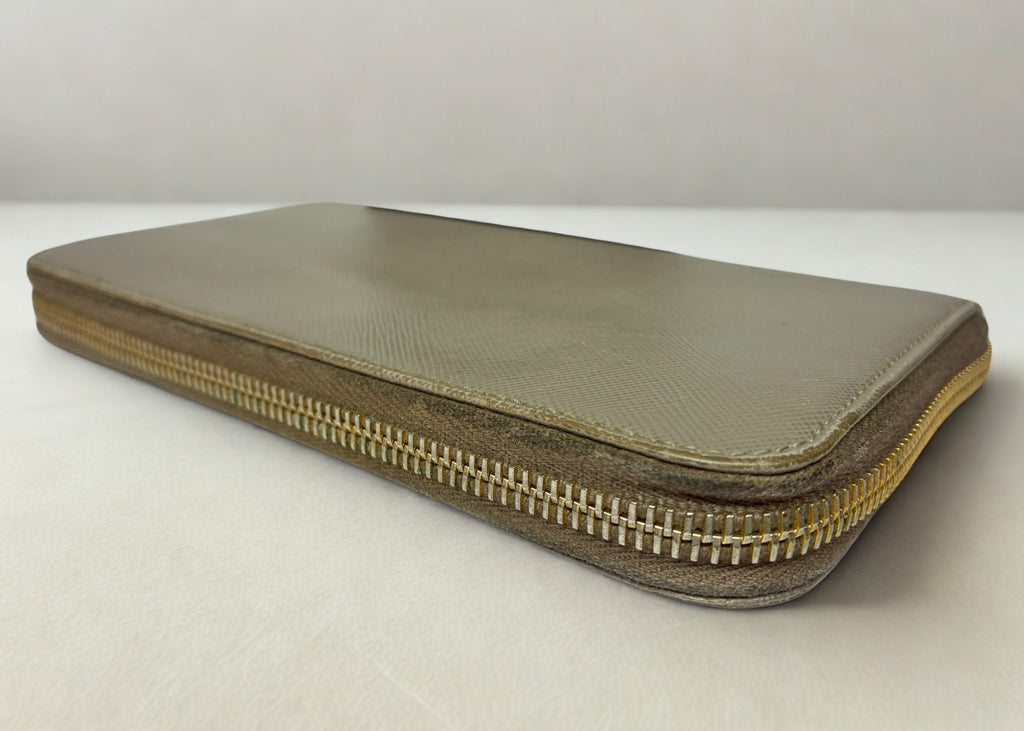 Prada Saffiano Metal Long Zip Around Wallet 1M0506 Grey