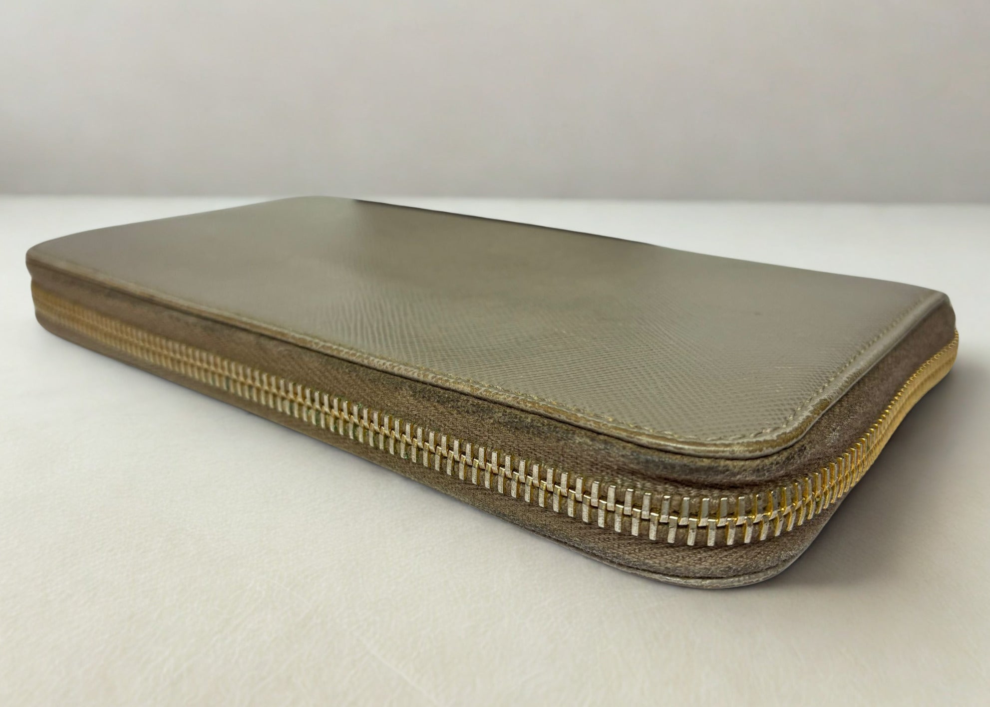 Prada Saffiano Metal Long Zip Around Wallet 1M0506 Grey