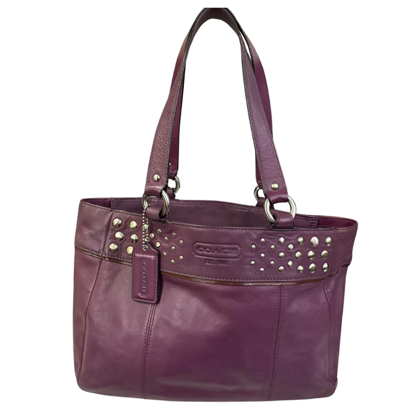 Coach F15235 Violet Purple Studded Leather Shoulder Bag