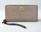 Tory Burch Robinson Passport Continental Zip Around Wallet Pebbled Leather Port