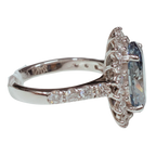 18KWG Blue Lab Grown Diamond Ladys Ring With Cert 6.34GM