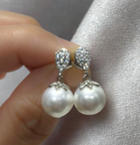 White Pearl On Silver Fashion Earrings
