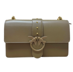 Pinko Love One Classic Simply Shoulder Bag  Taupe Leather Finish