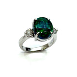 PT900 Natural Black Opal & Diamond Ring