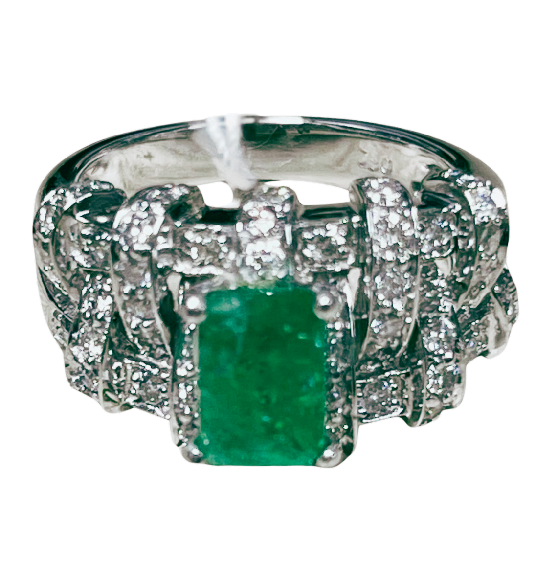 Ring 750WG Ladies Emerald And Diamond 7.7GM