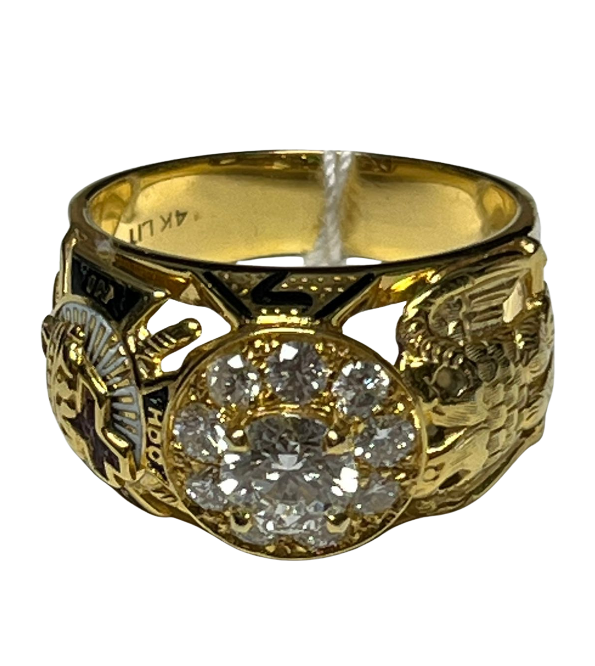 14KYG 32nd Degree Masonic Scottish Rite 0.72Ct Diamond Ring 10.6GM Secondary image