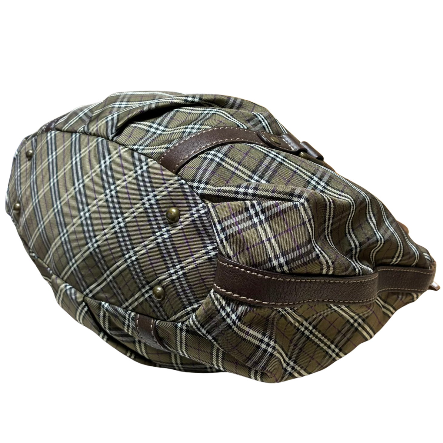 Burberry Blue Label Tote Bag  Khaki Plaid Canvas
