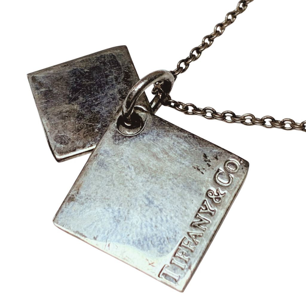 Tiffany And Co Sterling Silver Square Notes Pendant Necklace 5.7GM