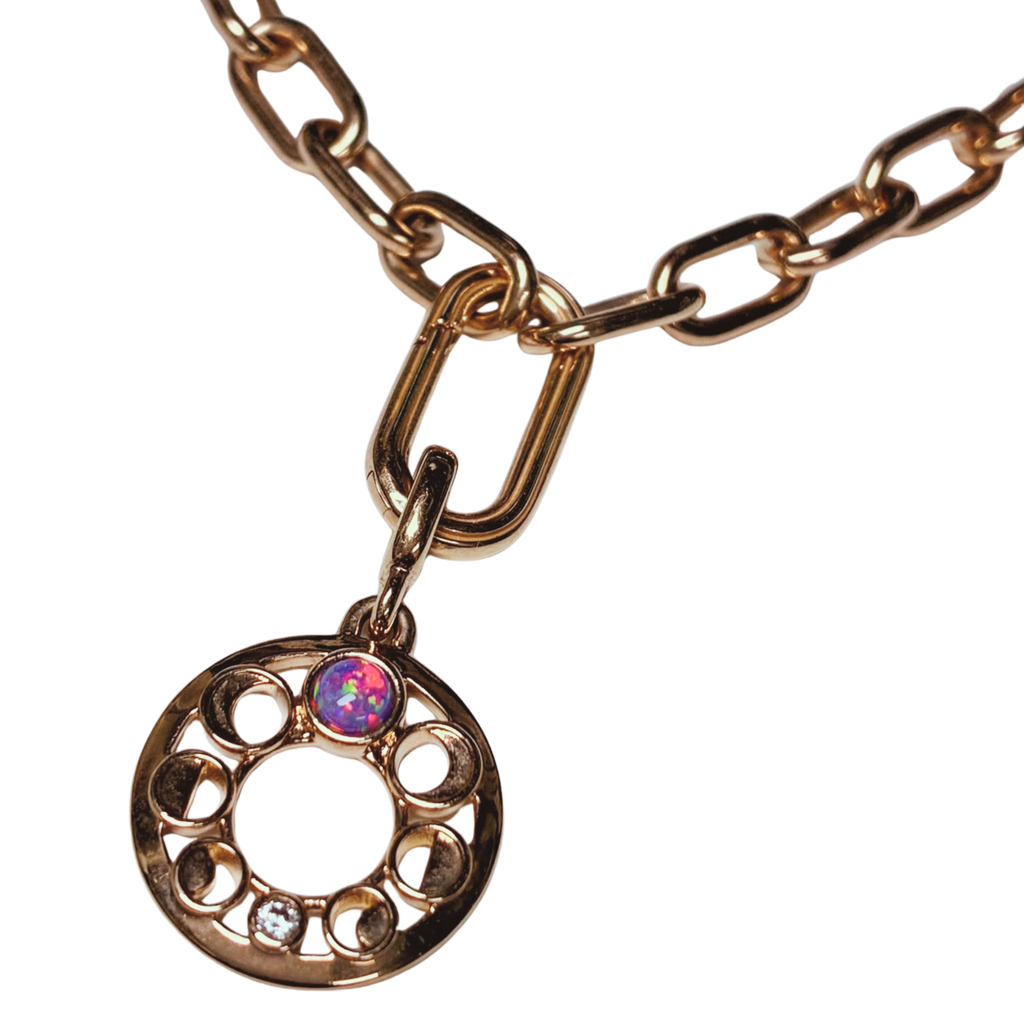 Pandora ME Link Chain Necklace Rose Gold With Pandora ME Lunar Phases Medallion Charm
