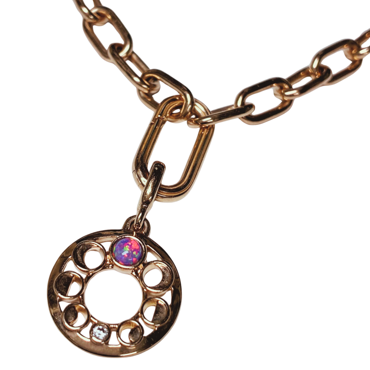 Pandora ME Link Chain Necklace Rose Gold With Pandora ME Lunar Phases Medallion Charm